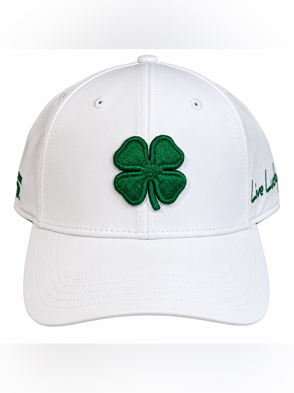 Black Clover Live Lucky White Green Clover Performance Golf Hat L/XL NWT